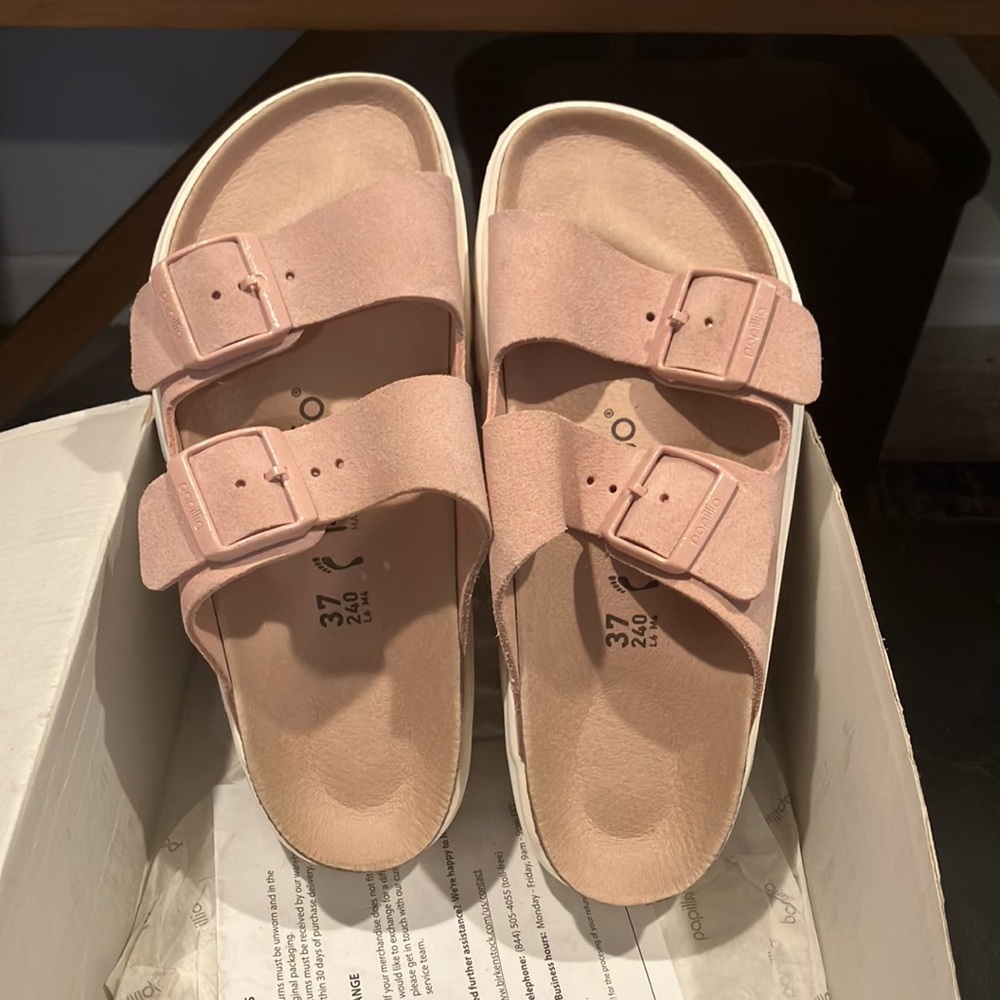 Birkenstock Womens Limited Papillio Arizona Chunky Sandal, Soft Pink
